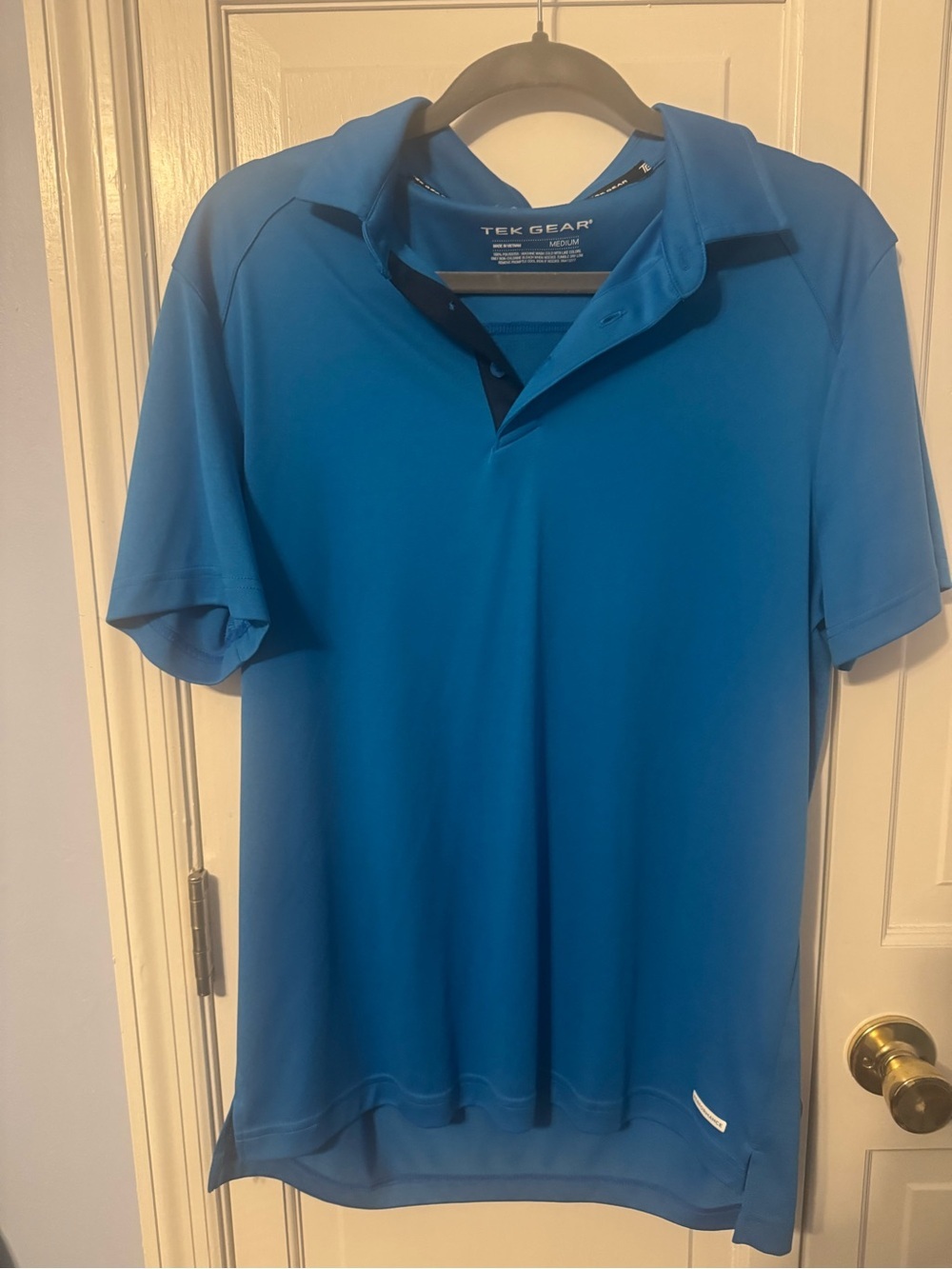 Tek Gear Performance Polo Shirt Mens Medium Blue Short Sleeve Golf NWOT